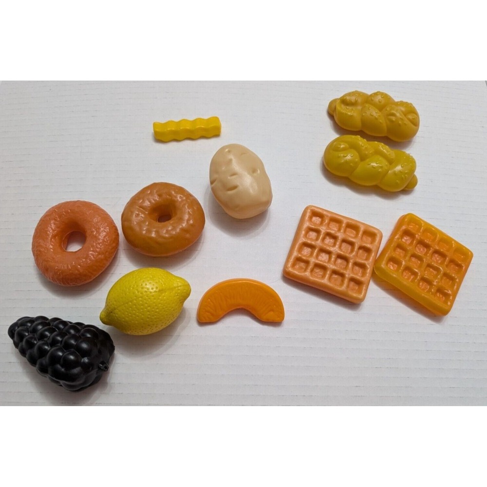Play Pretend blown plastic food lot 11 waffles fruit bagels fry unbranded